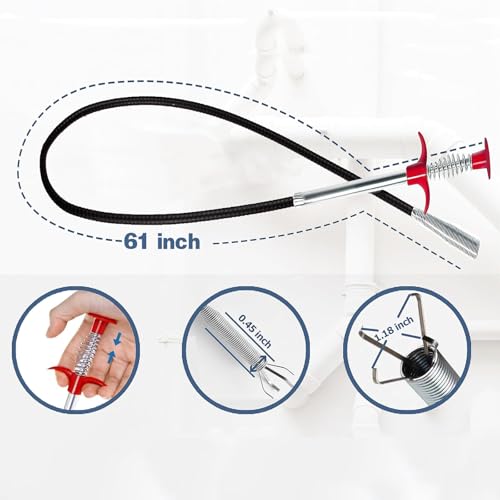 61 inch Drain Snake Flexible Grabber Claw – Toilet Snake Drain Claw for Clog Remover & Pick Up Small Items - color: 61inch