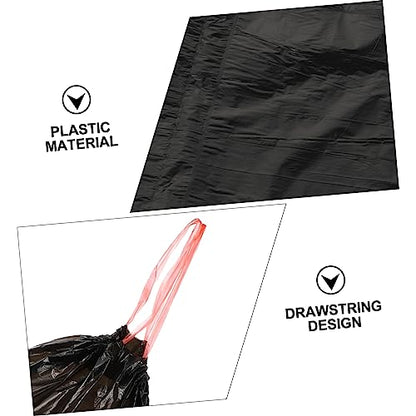 Abaodam 75pcs Thickened Drawstring Garbage Bags Black Disposable Trash Pouches for Kitchen Bathroom Bedroom Home Office Use Convenient and Strong