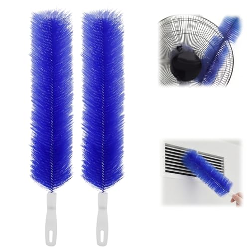 Bendable Microfiber Head, 2026 Fan Cleaner Brush, Washable Reusable Dust Remover for Fans, Air Conditioning, Curtain, Car Vents (Blue 2pcs) - color: Blue 2pcs