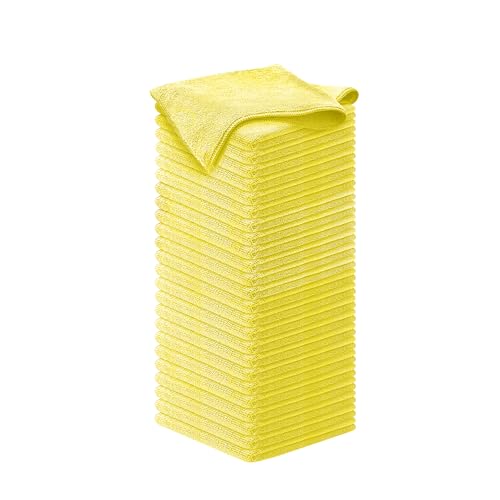 USANOOKS Microfiber Cleaning Cloth Yellow - 50 Pcs 12.5"x12.5" - High Performance - 1200 Washes, Ultra Absorbent Towels Weave Grime & Liquid for Streak-Free Mirror Shine - Car Washing Cloth - color: Yellow, size: Pack of 50
