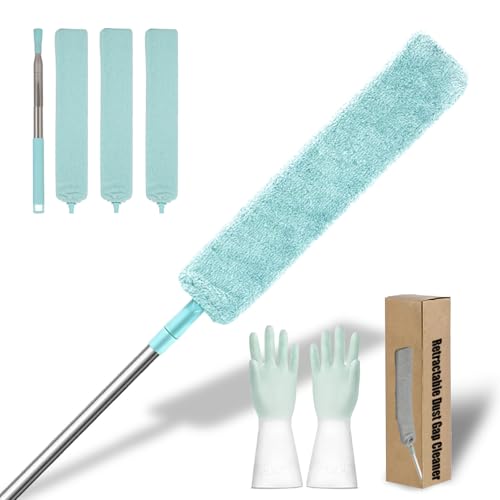 Retractable Dust Gap Cleaner, 53/98IN Retractable Gap Dust Cleaning, Extendable Microfiber Flat Duster with Bendable & Removable Head, Washable for Cleaning Under Furniture (Light Blue, 1.35m) - color: Light Blue, size: 1.35m