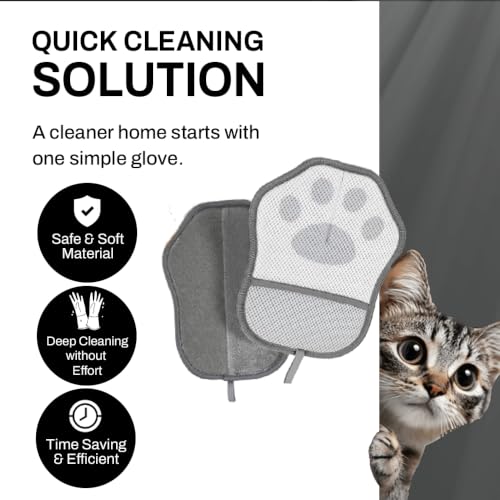 Nexius Pet Hair Removal Glove, Reusable Strong Grooming Fur Remover for Cats & Dogs, Electrostatic Pet Hair Remover| Removes Fur from Furniture, Clothes, Carpets & Car Seats (Grey) - color: Grey, size: Pack 1