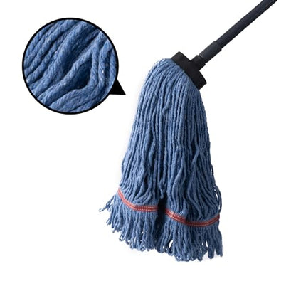 Matthew Large Commercial&Residential Mop Heavy Duty Industrial Mops w/Screw-on handle(Fit Standard American Screw)Looped-End String Wet Cotton Mops for Home,Office,Warehouse - 2 Set&2 Mop Replacements - color: Medium Mop Stick(screw-on), size: 2 Looped En