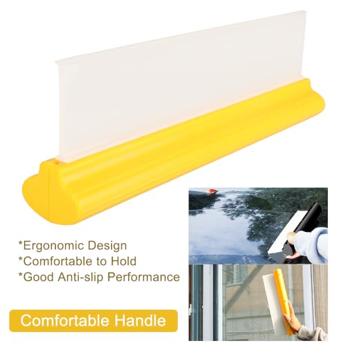 Car Squeegee,12 inch Silicone Squeegee, 2 Pack Automotive Water Wiper for Car Drying,Flexible T-Bar Water Blade for Car,Windshield,Glass,Window,Mirror,Bathroom,Auto Squeegee (Yellow+Black) - color: Yellow+black
