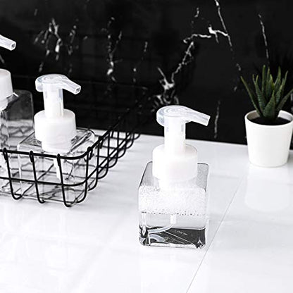 UUJOLY Foaming Soap Dispenser, 250ml (9oz) Refillable Pump Bottle for Liquid Soap, Shampoo, Body Wash (2 Pcs) (Small Clear) - color: Clear, size: 9 oz (2 Pack)