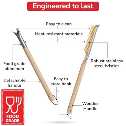 Senwosa Pizza Oven & Stone Brush with Scraper, Turning Fork & Bubble Popper Bundle - Essential Accessories & Tools for Any Pizza Oven - size: Set of 2