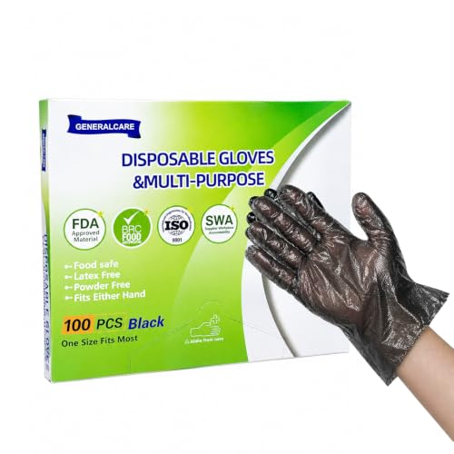 Disposable Plastic Gloves Food Handling Service Gloves Disposable For Cooking - style: Black100pcs