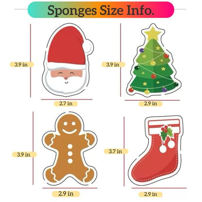 4Pack Christmas Style Scrub Sponges, Compressed Kitchen Sponges for Dishes, Durable Cleaning Sponges with Soft & Scrub Sides, Adorable Christmas Dish Sponge Set