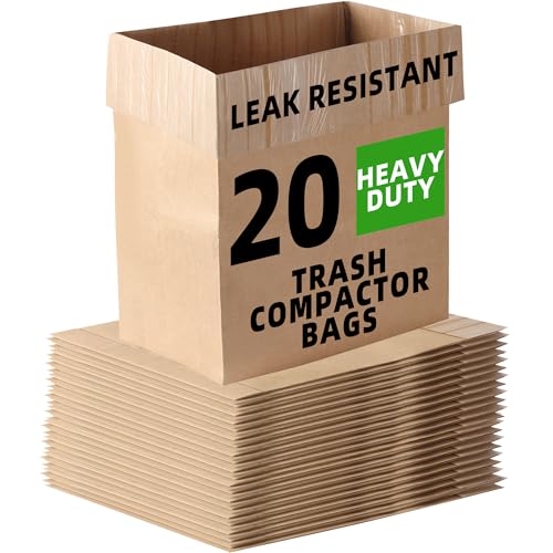 (20-Pack) Calvana Super Strong Compactor Bags, Heavy-Duty Kitchen Paper Trash Bags with Leak Proof Plastic Liner, Reinforced Bottom, Fits GE Model Compactors with Rectangular Containers - style: (20 Pack) Trash Bags
