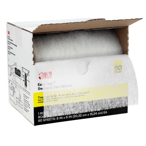 3M Easy Trap Sweep and Dust Sheets, 1 Roll of 60 8" x 6" Sheets, Disposable Easy Sweep Floor Duster, Picks Up 8x More Dirt, Dust, Sand, Hair, Works on Dry or Wet Surfaces, Hardwood Floors, 59152W - size: 1 Roll of 60 8" x 6" Sheets