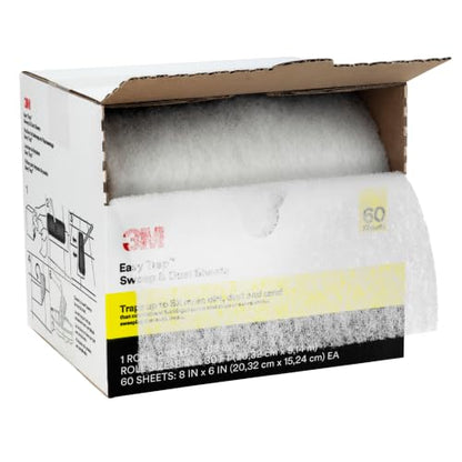3M Easy Trap Sweep and Dust Sheets, 1 Roll of 60 8" x 6" Sheets, Disposable Easy Sweep Floor Duster, Picks Up 8x More Dirt, Dust, Sand, Hair, Works on Dry or Wet Surfaces, Hardwood Floors, 59152W - size: 1 Roll of 60 8" x 6" Sheets