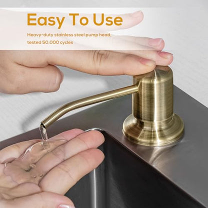 Soap Dispenser for Kitchen Sink, Built in Soap Lotion Dispenser with 17 OZ Bottle, Soap Pump Built in Countertop Under Sink, Green Bronze - color: Green Bronze