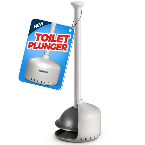 FORASTO Toilet Plunger with Holder,Plungers for Bathroom with Holder,Plunger with Cover,Bathroom Decor，Bathroom Accessories，Toilet Bowl Cleaners,Light Grey - color: Light Grey, size: 1Pack