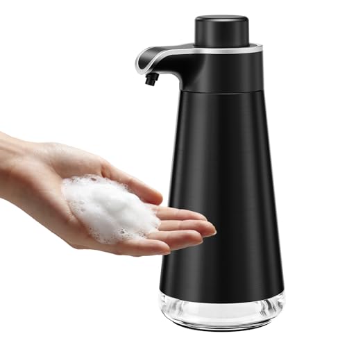 BYUNER Foaming Soap Dispenser for Bathroom & Kitchen, 15 fl oz Refillable Foam Soap Dispenser, Metal Look Countertop Soap Dispenser, Rust-Free Hand Soap Dispenser, Brushed Black - color: Black, size: Foam