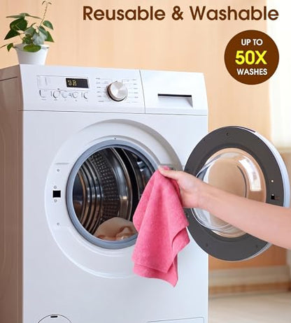 KitchLife Microfiber Cleaning Cloth Roll, 100 Pack - Tear-Away Microfiber Paper Towels, Lint-Free, Reusable, Washable for Kitchen, Car, Dishes, and Sensitive Surfaces (Pink) - color: Pink, size: 100 Pack