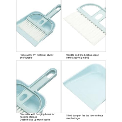 Mini Desktop Broom and Dustpan Set, Suitable for Sweeping Bed Waste Small Broom - Blue - color: Blue