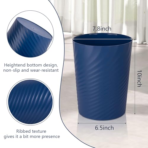 UUJOLY Bathroom Small Trash Can with Trash Bag Plastic Garbage Can Round Waste Basket for Bathrooms, Laundry Room, Kitchens, Offices, Kids Rooms, Dorms, 1.8 Gallons, 3 Pack (Blue Green Beige) - color: Navy Blue+Green+Beige