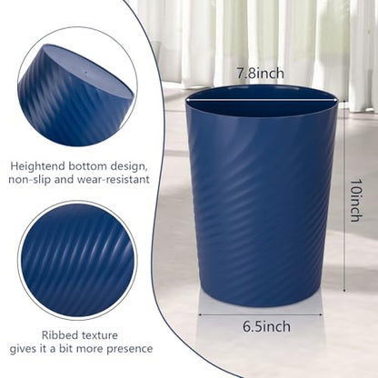 UUJOLY Bathroom Small Trash Can with Trash Bag Plastic Garbage Can Round Waste Basket for Bathrooms, Laundry Room, Kitchens, Offices, Kids Rooms, Dorms, 1.8 Gallons, 3 Pack (Blue Green Beige) - color: Navy Blue+Green+Beige