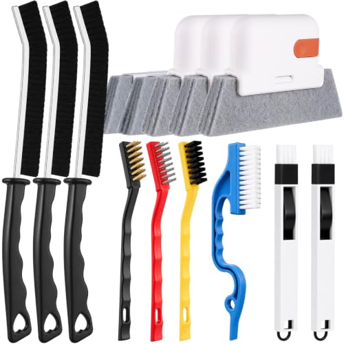 Window Track Cleaner Tools Set - 14 Pcs Window Groove Cleaning Brush Kit, Crevice Cleaning Brush for Sliding Door, Shutter, Sill, Tile Lines, Sink - size: 14 PCS