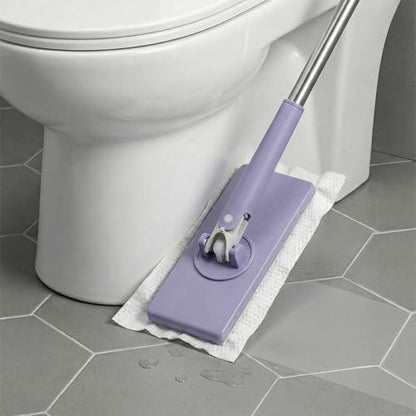 Snap Grip Mini Mop, Lazy Zero Touch Mini Mops with 10 Reusable Cloths, One-Click Cloth Change, Locking Head, Long Handle, Retractable Dust Mops for Multi-Surface Cleaning (Purple) - color: Purple