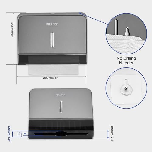Commercial Paper Towel Dispenser Wall Mounted, Trifold/C-Fold/Multifold Hand Towel Holder, Hand Towel Dispenser for Bathroom Tissue Dispenser, Large Capacity 200 Sheets (Gray-5853) - color: Gray-5853