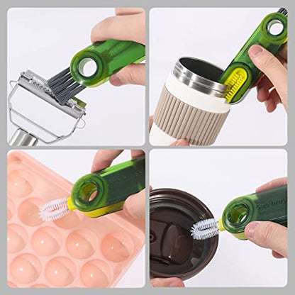 3 in 1 Cup Lid Gap Cleaning Brush Set, Multifunctional Insulation Bottle Cleaning Tools, Mutipurpose Tiny Silicone Cup Holder Cleaner, Home Kitchen Cleaning Tools - color: Blue+green+grey