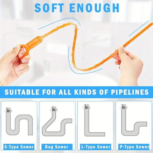 3Pack 25 Inch Drain Snake Set, Hair Clog Remover for Sink, Toilet & Sewer,Professional Drain Opener with Anti-Slip Grip, Bathroom & Kitchen Plumbing Tool - size: 3Pcs