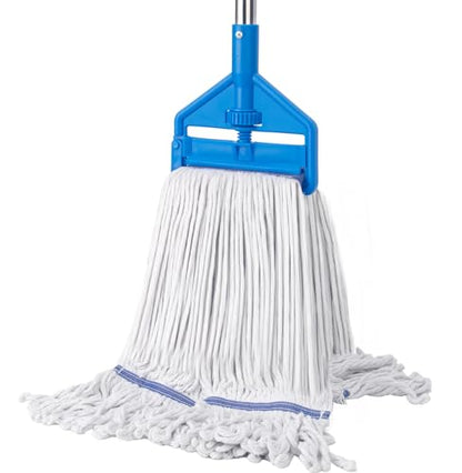 KeFanta Commercial Mop 60 inch Heavy Duty Industrial Wet Mops with Long Handle,Looped-End String Cotton Mop for Home, Kitchen,Garage,Office and Concrete/Tile Floor Cleaning - size: Industrial Mop