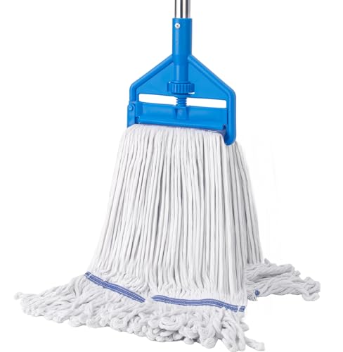 KeFanta Commercial Mop 60 inch Heavy Duty Industrial Wet Mops with Long Handle,Looped-End String Cotton Mop for Home, Kitchen,Garage,Office and Concrete/Tile Floor Cleaning - size: Industrial Mop