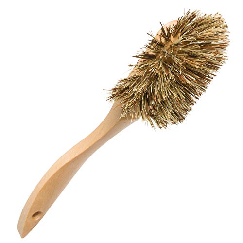 REDECKER Curved Dish Brush, Natural Union Plant Fiber Bristles, Ergonomic Design with Oiled Beechwood Handle, 10-1/2 Inches, Set of 2, Made in Germany - Union Bristle Scrubber - size: Set of 2, 10-1/2-Inches