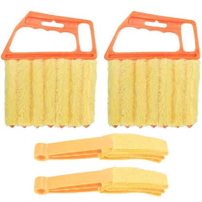 4pcs Window Venetian Blind Cleaner Duster Tool, Include 2pcs 7 Finger Blind Duster Brush & 2pcs Shutter Cleaner Brushes, Blinds Cleaning Brush Tool for Blinds Air Conditioner Vent Keyboard