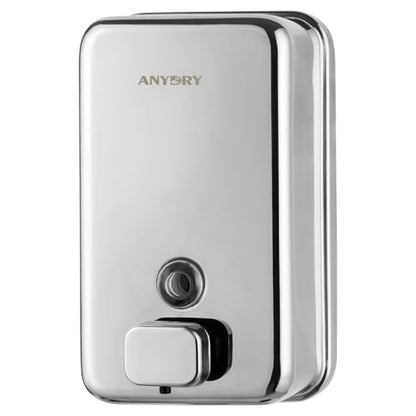 anydry Commercial Wall Mounted Soap Dispenser 37oz 1100ml Large Capacity Polished Stainless Steel Manual Dispenser for High Traffic Restrooms - color: Polished