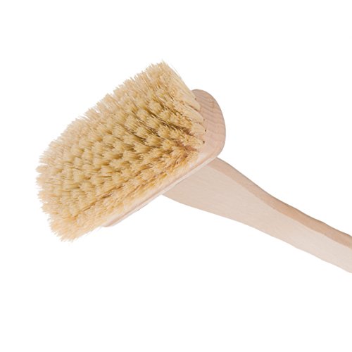 Redecker Tampico Fiber Bathtub Brush with Untreated Beechwood Handle, 100% Made in Germany, 10-5/8 inches, Angled Design, Natural Bristles are Heat-Resistant and Retain Shape, Hanging Loop for Storage - size: 10-5/8-Inches