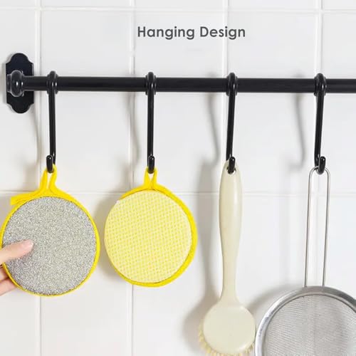 Double-Sided Kitchen Scrubbers – 5pcs Non-Scratch Sponges for Tableware - Yellow