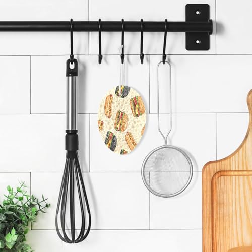 Black Burger Hotdog Dish Scrub Sponges Kitchen Non Scratch Reusable Compressed Cellulose Sponge Hanging for Household Cleaning Washing Dishes Pots and Pans 3 Pack - color: Pattern17
