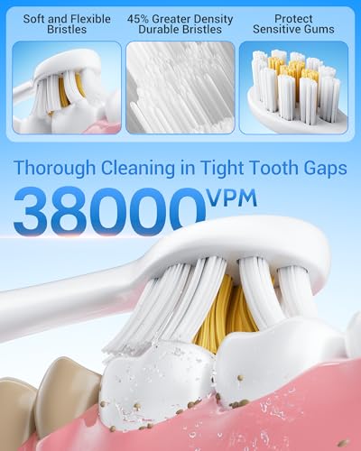 Aneebart Sonic 2 Pack Electric Toothbrush for Adults and Kids, Travel Toothbrush Includes 12 Replacement Toothbrush Heads, 6 Modes with 2 MIN Smart Timer (Black White) - color: Black+white
