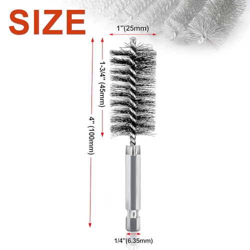 ASNOMY 5Pcs 1" Stainless Steel Bore Brush for Drill,25mm Wire Brush Bore Cleaning Brush Set for Power Drill Cleaning, Abrasive Wire Brush with 1/4" Hex Shank - style: 5Pcs 25mm | 1" Inch