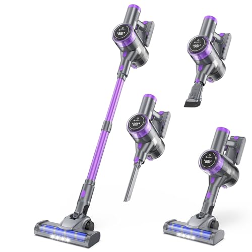 Cordless Vacuum Cleaner, 450W 45KPa Powerful Suction Stick Vacuum, Up to 50-Min Runtime, Self-Standing Pet Hair Cleaner for Home, Hard Floor & Carpet with Anti-Tangle Brush, Brushless Motor