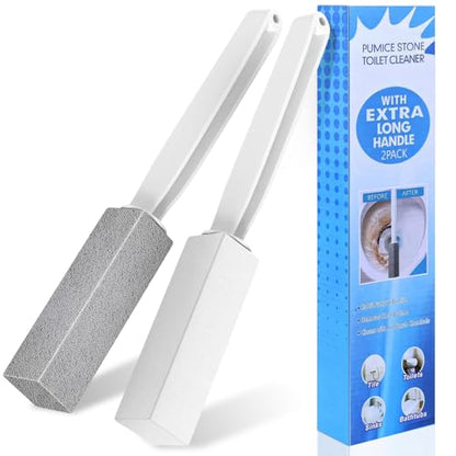 Laiyeoy Toilet Bowl Cleaner Pumice Stone -Hard Water Stain Remover, Powerfully Removes Toilet Bowl Rings，Rust &Lime，Ideal for Toilet Brush/BBQ Grills/Sink/Pool/Bathroom【2Pack】 (Extra Long Handle) - color: Extra Long Handle