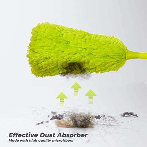 Microfiber Ceiling Fan Duster and Cleaner, with Long extendable for high Ceiling,1 Pack, 54 inches - with Bendable Extension, Perfect dusters for Cleaning Bright Green