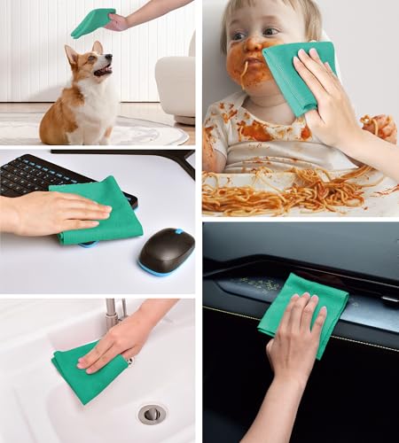 KitchLife Microfiber Cleaning Cloth Roll - Tear-Away Reusable Microfiber Paper Towels, Lint-Free, Washable, 20 Sheets for Kitchen, Car, Dishes, and Sensitive Surfaces (Emerald Green) - color: Emerald Green