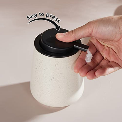 12Oz Ceramic Liquid Soap Dispenser - Modern Lotion Hand Soap Dispenser with Easy-to-Press Black Pump, Reusable and Refillable Dish Soap Dispensers for Bathroom & Kitchen, Speckled Matte Beige - color: Speckled Beige, style: Liquid Pump