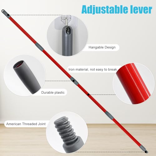 Spin Mop Replace Head, Base, Replacement Handle for OCedar EasyWring 1 Tank System 2 Microfiber Refills, 4-Section Sturdy Iron 30-58in Handle, Mop Head Base and Scrubber - size: Red
