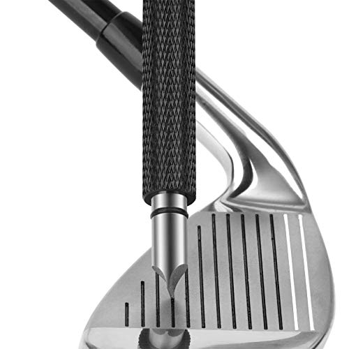 Bulex Golf Club Groove Sharpener, Re-Grooving Tool and Cleaner for Wedges & Irons - Generate Optimal Backspin - Suitable for U & V-Grooves - color: Black