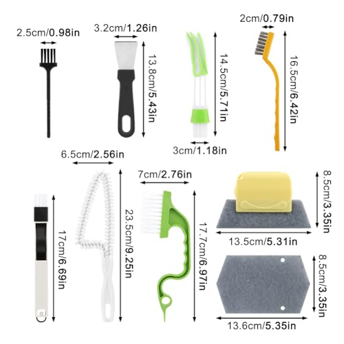 Window Track Cleaner Tool Set, 13 Pcs Groove Gap cleaning brush, Multi-Purpose window sill cleaner tool for Sliding Door, Tile Lines, Shutter, Car Vents and Air Conditioner