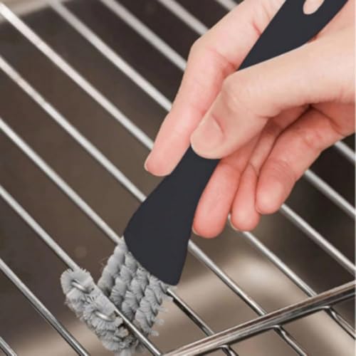 1 Pack Double-Ended Slot Cleaning Brush, Groove Crevice Cleaning Tool for Kitchen BBQ Grate Bathroom Home, Black - color: Black
