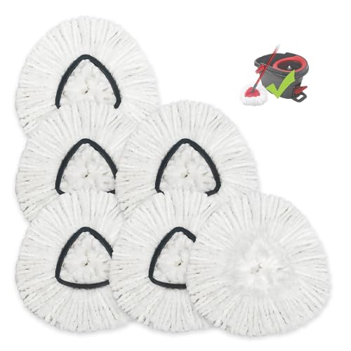 6 Pack Microfiber Spin Mop Replacement Heads Compatible with O-Cedar Triangle Spin Mop, Washable Reusable Mop Refills, Highly Absorbent Replacement Mop Heads for Hardwood, Vinyl & Laminate Floors