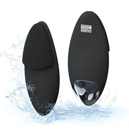 ChargeWorx Silicone Face Scrubber, Sonic Facial Cleansing Brush with 12 Speeds, Exfoliating Pore Cleanser, Waterproof Rechargeable Skincare Tool for Women and Men, Black