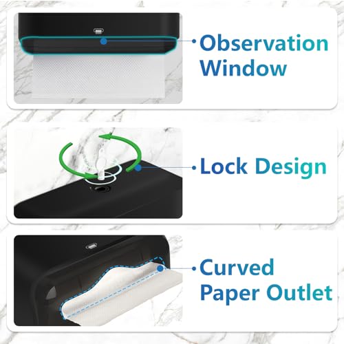 Commercial Paper Towel Dispenser Holder Wall Mount, Multi-fold Trifold C Fold Hand Towel Dispenser, Bathroom Paper Towel Dispenser, Toilet Paper Napkin Holder (Black-5859) - color: Black-5859