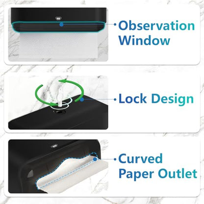 Commercial Paper Towel Dispenser Holder Wall Mount, Multi-fold Trifold C Fold Hand Towel Dispenser, Bathroom Paper Towel Dispenser, Toilet Paper Napkin Holder (Black-5859) - color: Black-5859